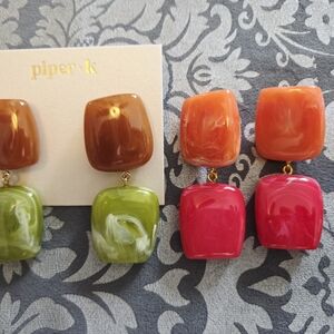 NWT 2 Pairs PIPER K FashionChunky Earrings SEE NOTE